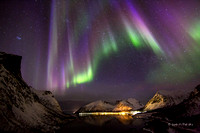 Polarlichter über dem Bergsfjord, Senja, Norwegen