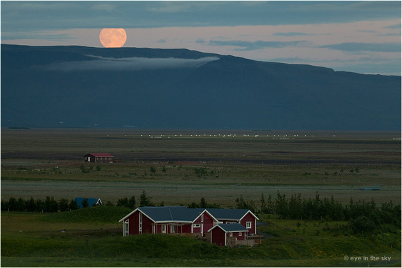 Moon over Eyafjallajökull foothills