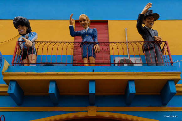 Buenos Aires - La Boca - Argentinische Nationalhelden Diego Maradona, Evita Peron und Carlos Galdel