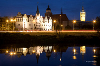 Dessau, Blick auf Schlossflügel und Rathaus
